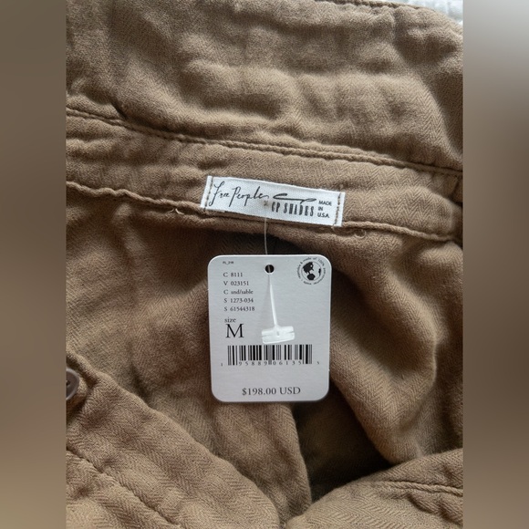 NWT CP Shades Marella Double Cloth Buttondown Free People Sable Brown Size M - Picture 6 of 9